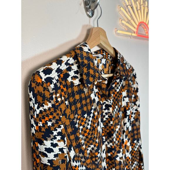 Equipment Relle Silk Shirtdress 2 Luxury Houndstooth Academia Modest Business - Picture 6 of 16